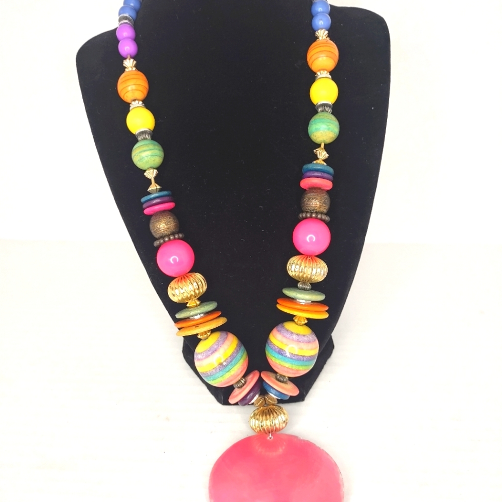 Vintage wooden bead necklace